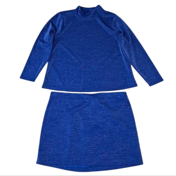 ELOQUII Royal Blue Long Sleeve Top (Size22/24) With Matching Mini Skirt (Size20) - Picture 1 of 5